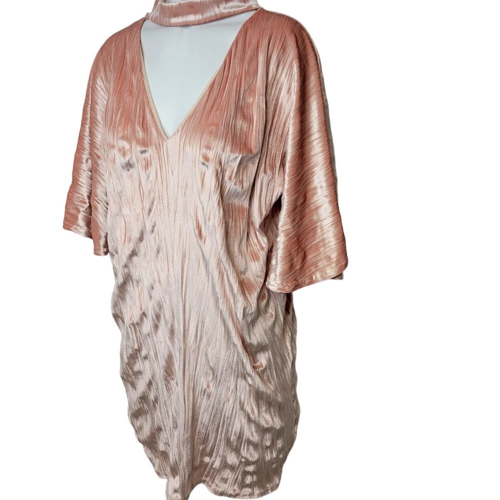 Missguided Crushed Velvet Tunic Top Size 4 Bell Sleeve - Picture 8 of 8